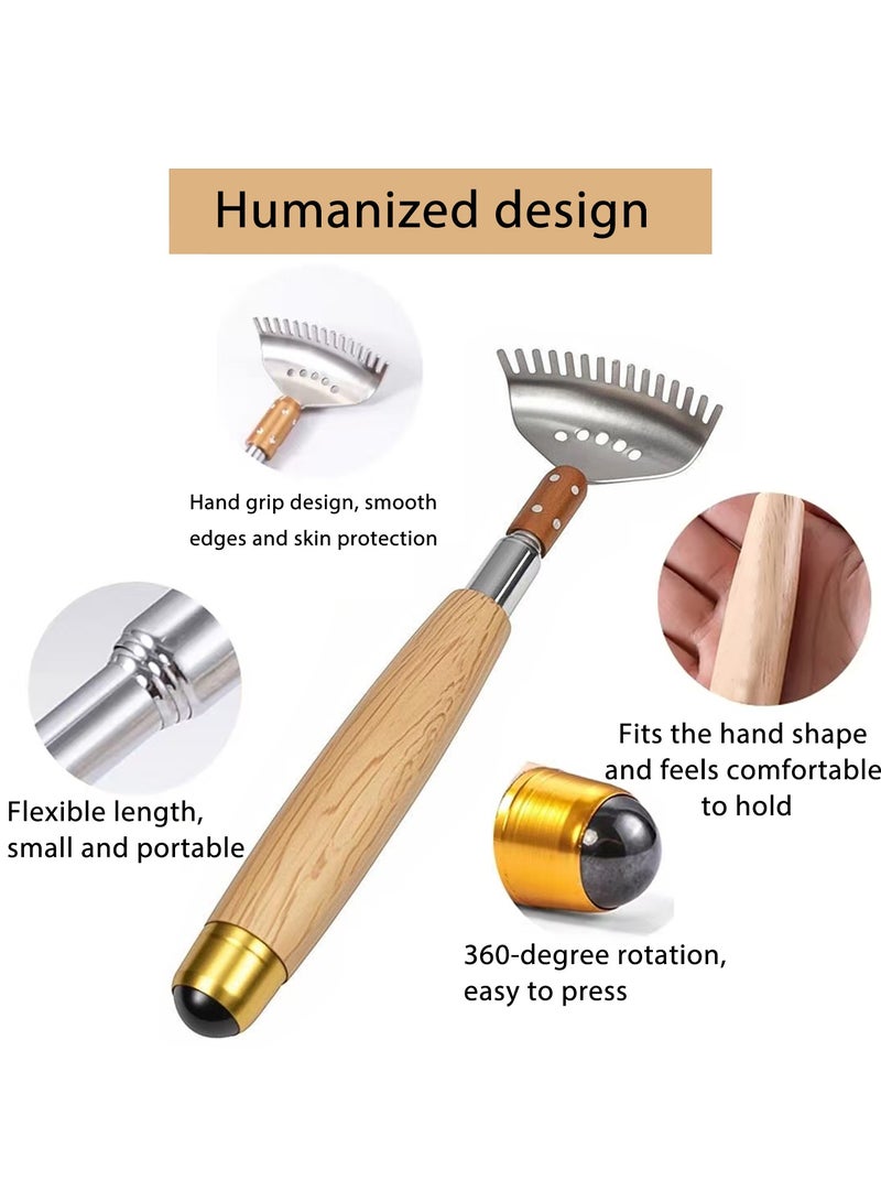 لوكي محظوظ تصغير الظهر هرش ، قابلة للتمديد الظهر هرش للرجال النساء ، معدن الفولاذ المقاوم للصدأ تصغير الظهر هرش أداة مع مقبض خشبي ، هدايا للرجال النساء - Image 3