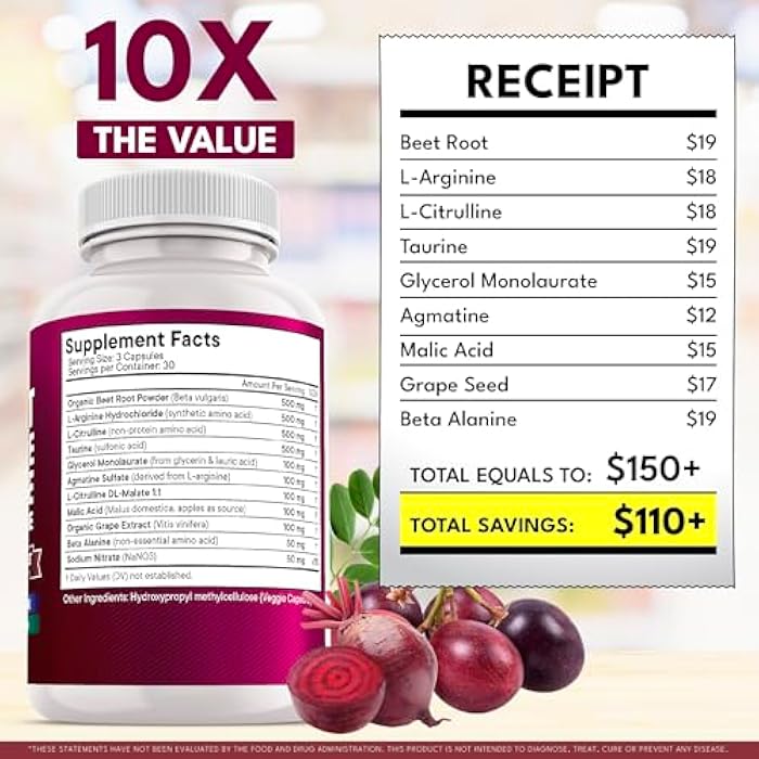 NEW AGE Beet Root Capsules - L Arginine, L Citrulline, Nitric Oxide, Beetroot Powder, Arginine, Citrulline Supplement – 270 Vegan Capsules - Image 5