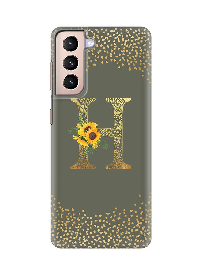 Stylizedd Monogram Slim Cover for Samsung Galaxy S21 Plus 5G Case Custom Initials Letter Floral Pattern Snap Series Mobile Cover Matte Alphabet  - H (Olive Green) - Image 1