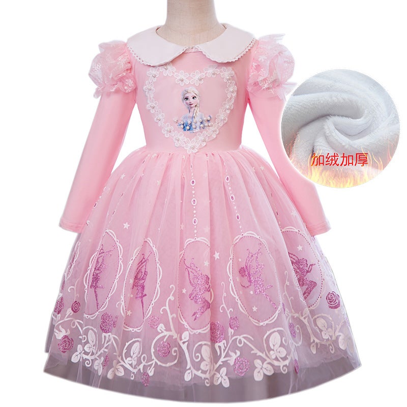 2023 Summer New Frozen Princess Aisha Dress Aisha Dress Short Sleeve Summer Love Yarn Dress - Image 1