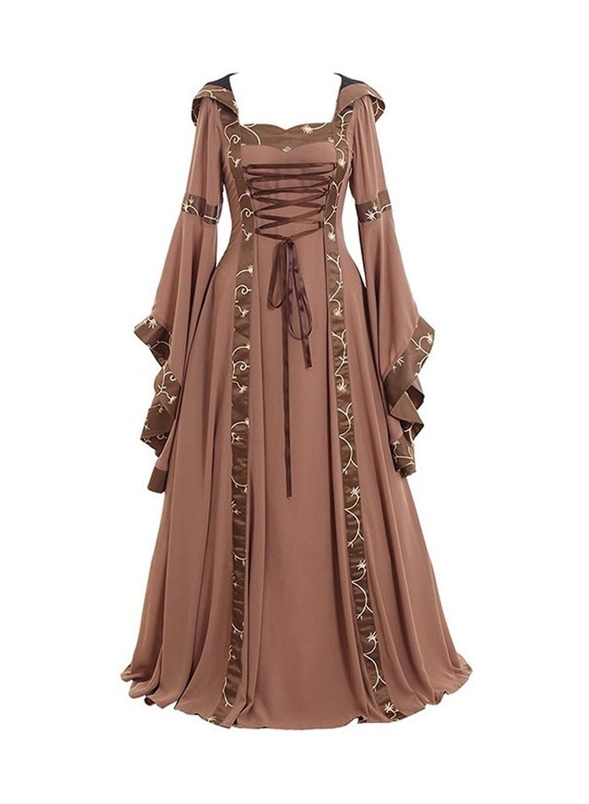 KUYING New Retro Square Collar Tied Waistband Flared Sleeve Jumpsuit Long Skirt  - Image 1