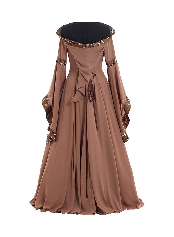 KUYING New Retro Square Collar Tied Waistband Flared Sleeve Jumpsuit Long Skirt  - Image 2