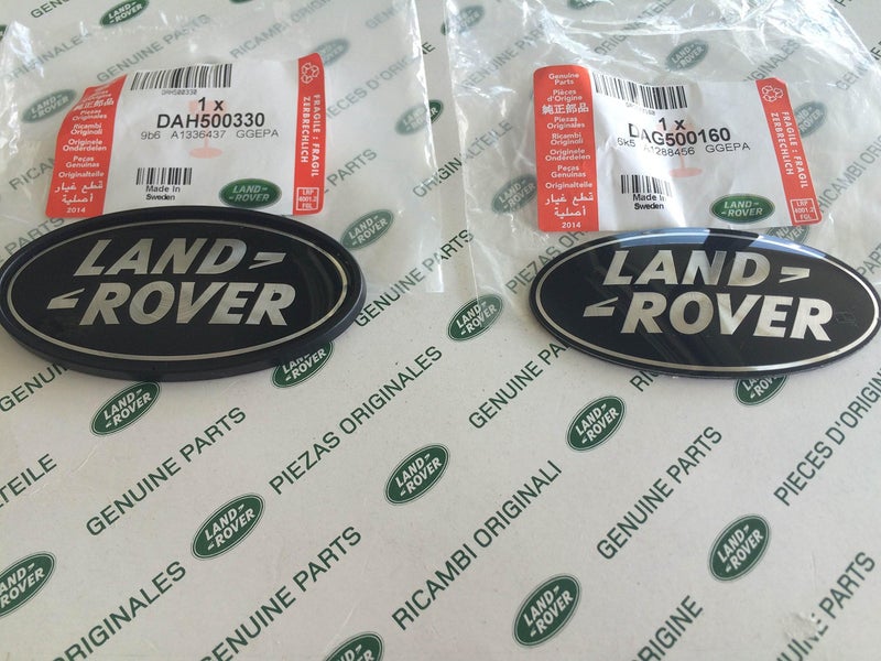 Land Rover About Oval Badges Black ON Silver -New Genuine Parts DAG500160 + DAH500330 - Image 3