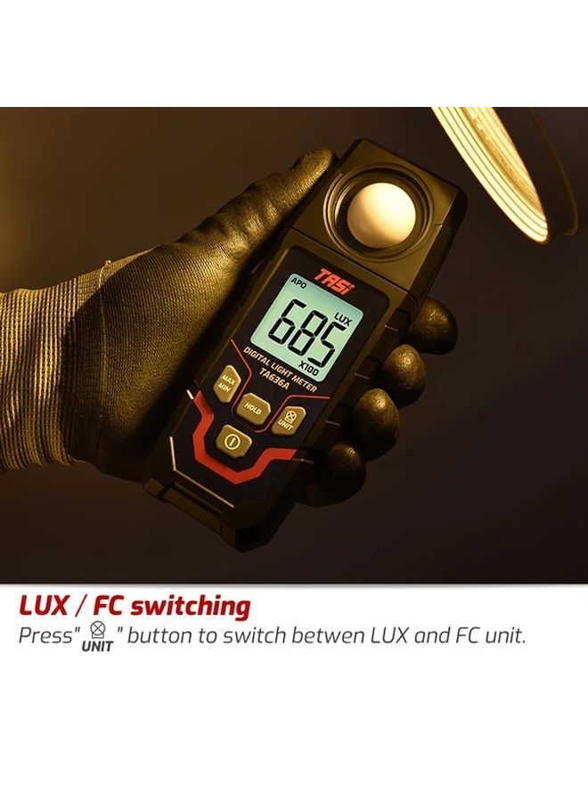 TA636A Digital Lux Meter 200000 Lux Range LCD Display 1 Accuracy Handheld Light Tester - Image 4