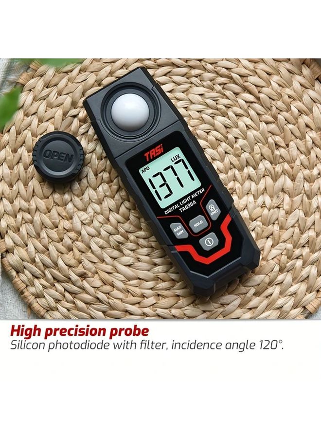 TA636A Digital Lux Meter 200000 Lux Range LCD Display 1 Accuracy Handheld Light Tester - Image 5