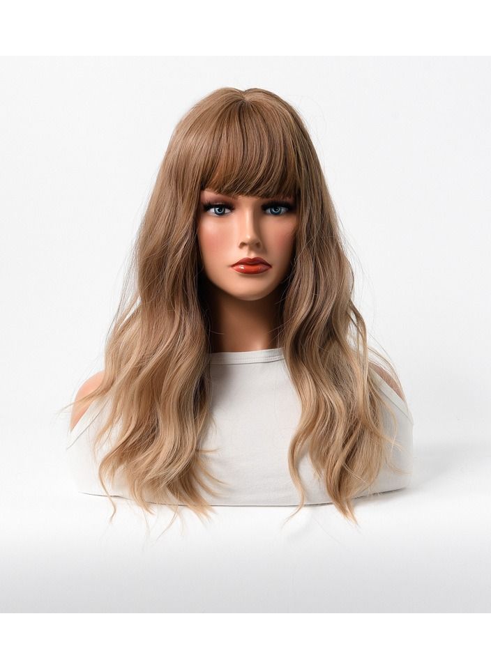 إستيل شعر مستعار نسائي طويل مجعد شعر مموج كبير متوسط ​​طويل غطاء رأس كامل ذهبي بني فاتح - Image 1