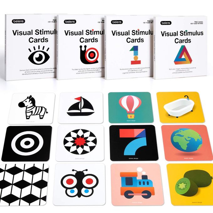 beiens High Contrast Baby Flashcard, 80 Pcs 160 Page Black White Colorful Visual Stimulation Learning Activity Card for Babies Ages 0-3-6-12-36 Months, 5.5'' x 5.5'' Newborn Infants Toys Gift - Image 4