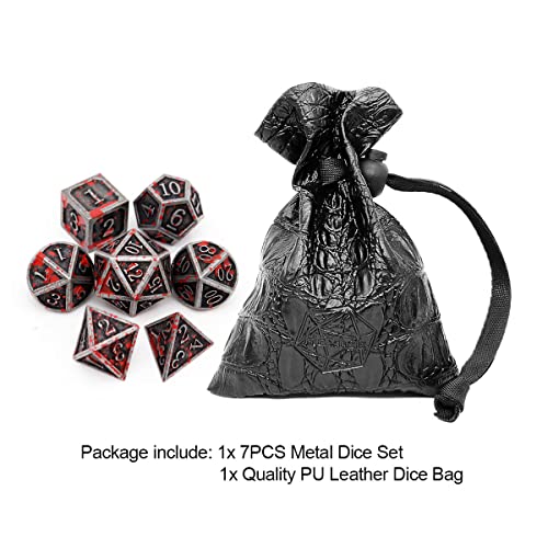 Haxtec Bloodstained Metal DND Dice Set Blood Polyhedral DD Dice Compatible with Dungeons and Dragons Gift TTRPG Antique Metal Halloween Dice - Image 5