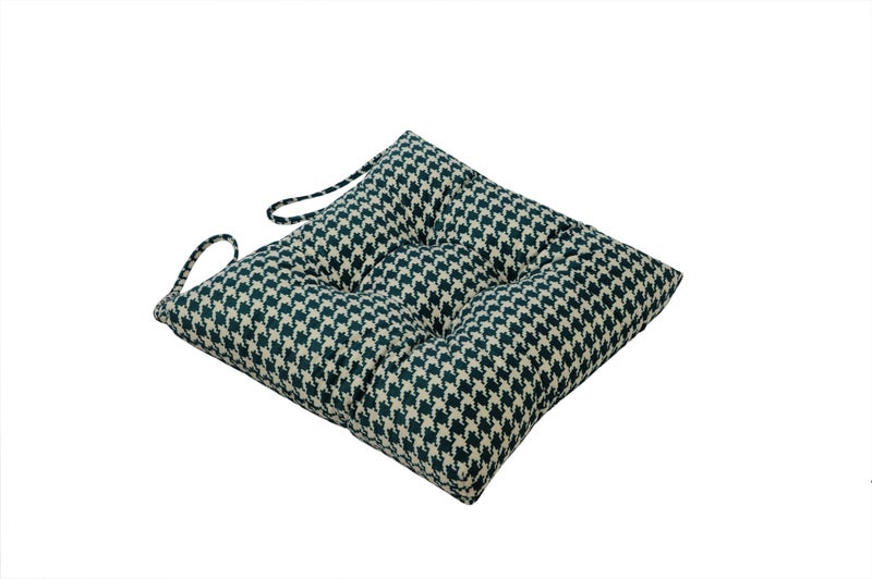 Makimoo 2-Pack Outdoor/Indoor Wicker Patio Seat Cushion Pad with Ties - Dining Chair Cushion, 17" x 17" (Green Houndstooth) - Image 3