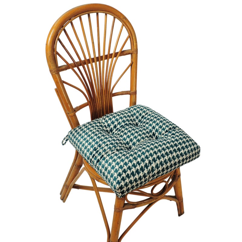 Makimoo 2-Pack Outdoor/Indoor Wicker Patio Seat Cushion Pad with Ties - Dining Chair Cushion, 17" x 17" (Green Houndstooth) - Image 5