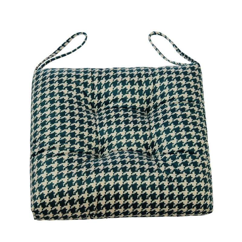 Makimoo 2-Pack Outdoor/Indoor Wicker Patio Seat Cushion Pad with Ties - Dining Chair Cushion, 17" x 17" (Green Houndstooth) - Image 2