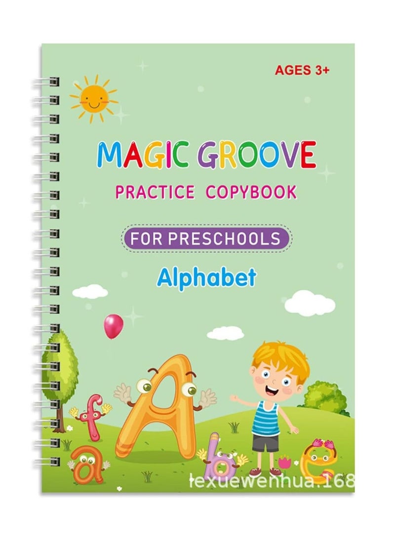 KASTWAVE - Magic Practice Copybook for Kids, 4 Pcs Handwriting English Study Workbooks, Reusable Children's Calligraphy Letter Tracing Mathematical Practice Copybook with Magic Pen (1 Pen Shell + 5 Refills) - Image 1