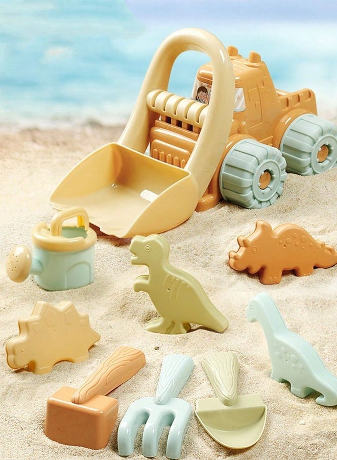 Vixplorn 10-piece beach toy set Sand digging toy set Beach molds 2-in-1 beach car toy Children's beach toys Includes sand shovel, sand rake, dinosaur molds, sand bucket, etc. - Image 3
