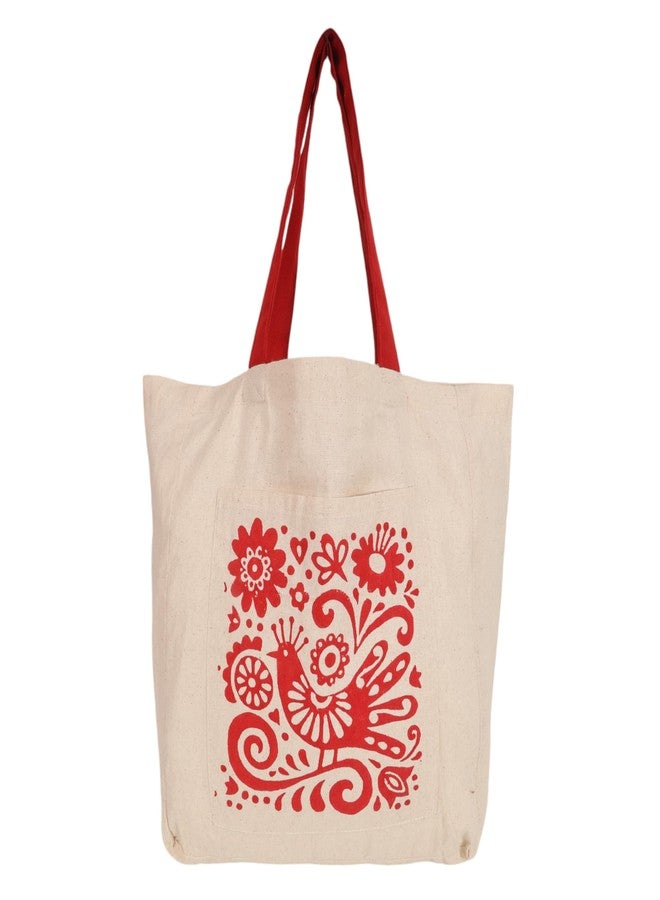 INDHA Earthy Blooms: Cotton Floral Tote for Work, Travel & Leisure - A Stylish Block-Printed Boho Bag - Image 1