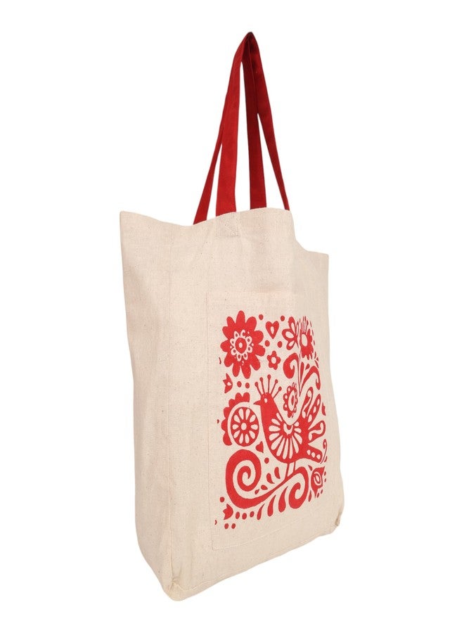 INDHA Earthy Blooms: Cotton Floral Tote for Work, Travel & Leisure - A Stylish Block-Printed Boho Bag - Image 3