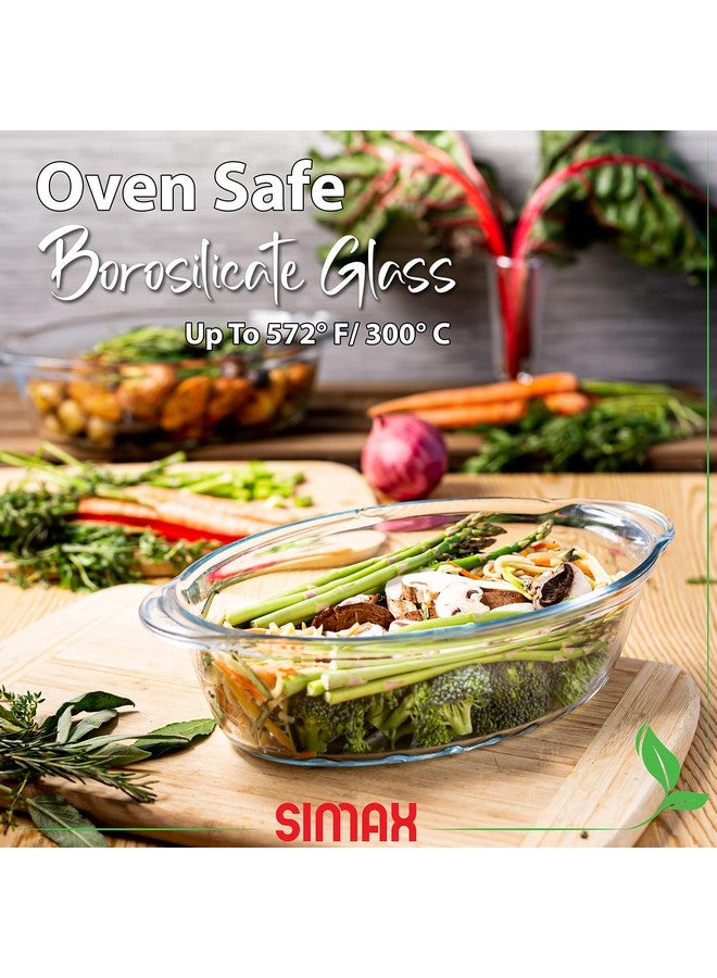 Simax Glass Casserole Dish With Lid: Bakers & Casseroles - Borosilicate Glass Baking Dish With Lid -Large Oval Shaped Covered Casserole Dish With Lid For Oven - 3 Qt Casserole Dish With Lid and Ridges - Image 5