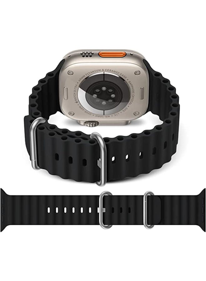 SHOPI Newest Silicone Ocean Watch Band For Apple Watch Series 8 7 6 5 4 3 2 1 SE Compatible With Apple Watch Band 42mm 44mm 45mm 49mm Replacement Women Mens, Sport  slides Strap for iWatch Ultra  - Image 1