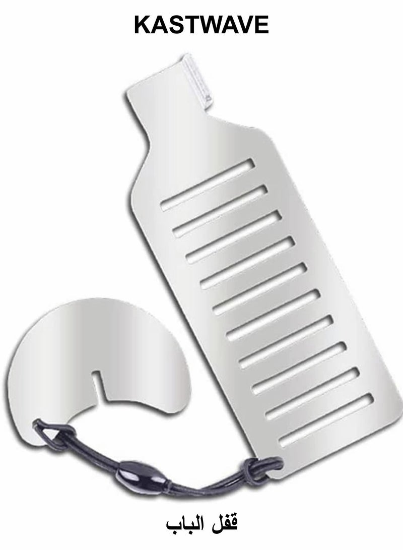 KASTWAVE Portable Door Lock, Travel Lock Punch-Free Security Privacy Portable Security Door Stop Stainless Steel Travel Door Lock - Image 1
