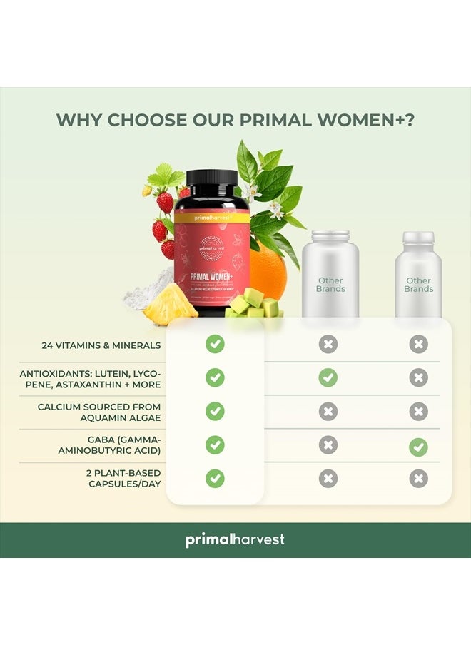 Primal Harvest - Multivitamin for Women Vitamin A, Vitamin C, Vitamin D and E, Vitamin B12, B6, Biotin, Zinc Supplements, 30 Capsules (Womens 1 Pack) (Womens+ 60 Capsules) - Image 1