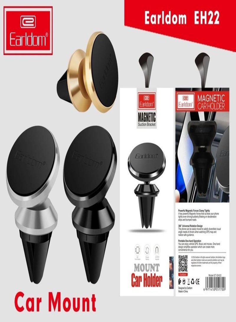 Earldom Car Holder Magnetic Suction Bracket Phone Holder EH22 For iPhone 14 13 12 11 X 8 7 Samsung 360 Degree Magnetic Mobile Phone Holder Mount Magnet Car Phone Holder Stand Air Outlet Type - Image 3