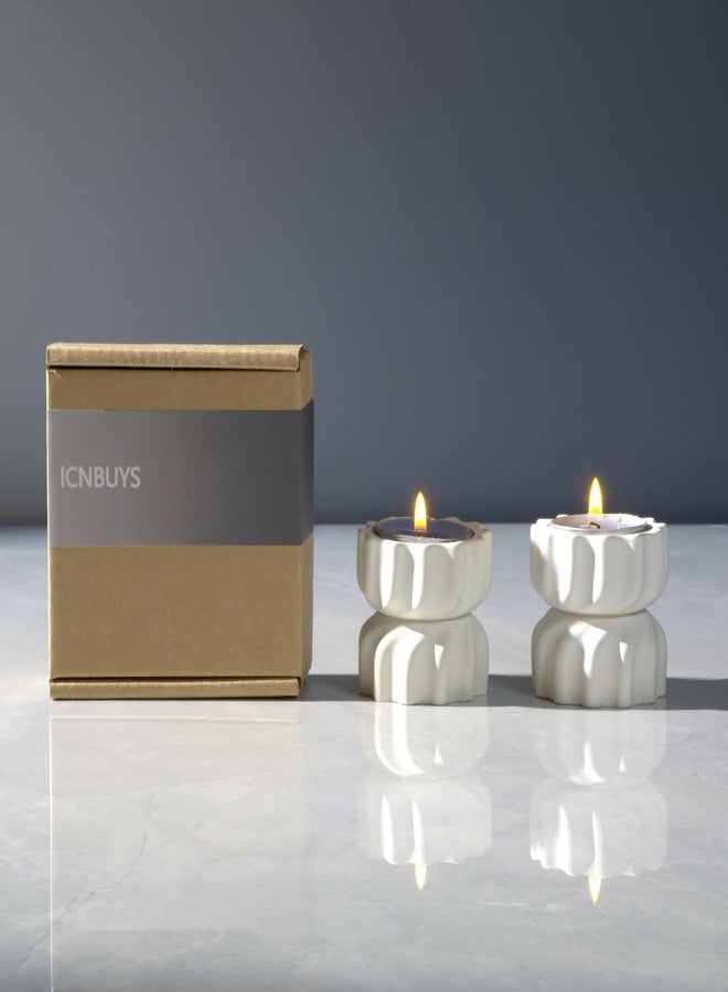 ICNBUYS Spiral Grain Tealight Candle Holder Set of 2; Cement Tea Light Votive Candle Holder with a Twist; Decorative Small Cement Tea Light Holder for Coffee or Dining Table Decor; 2 x 2.1 Inches - Image 4