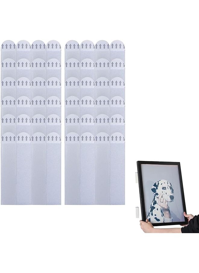 PROMASS promass 24 Pairs(48 Strips) Picture Hanging Strips, Heavy Duty Picture Hanging Strips Removable Hook and Loop Tape, Damage Free No Nails Wall Hanging Strips for Frame and Wall Art, 3.7" L x 0.75" W  - Image 1