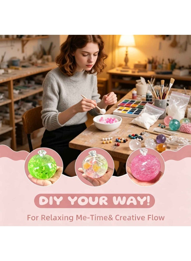 مجموعة صنع كرات التوتر DIY، 10 كرات ضغط فارغة مع 13 مادة حشو تشمل السلايم والطين، اصنع كرات التوتر الإسفنجية الناعمة بنفسك، ألعاب حسية وفيدجت لتخفيف التوتر، مجموعة أنشطة إبداعية ASMR للمراهقين والكبار - Image 3