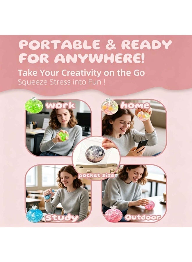 مجموعة صنع كرات التوتر DIY، 10 كرات ضغط فارغة مع 13 مادة حشو تشمل السلايم والطين، اصنع كرات التوتر الإسفنجية الناعمة بنفسك، ألعاب حسية وفيدجت لتخفيف التوتر، مجموعة أنشطة إبداعية ASMR للمراهقين والكبار - Image 5