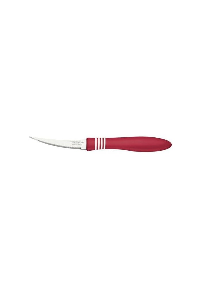 TRAMONTINA COR&COR Fruit Knife 7.62 cm - Ergonomic Red Handle, Stainless Steel Blade