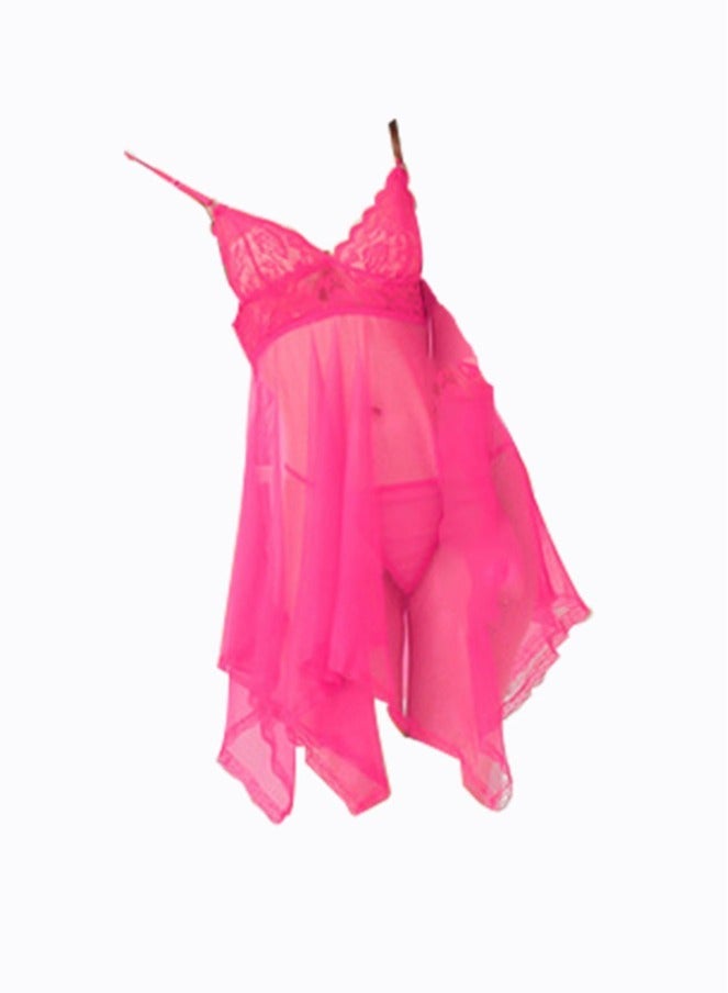 Mesh Lingerie set 2-Pieces Women Suspenders Sleepwear Lace Hollow Out Pajama 