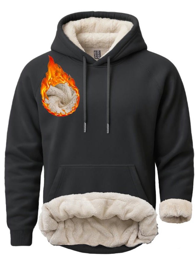 Boladeci Men's Sherpa Hoodie Pullover Heavyweight Thermal Fleece Lined Hooded Sweatshirt for Cold Weather Warm, Black, XXL - Image 1