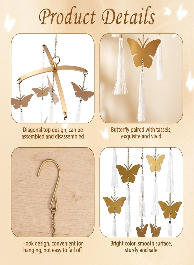 Colingmill Butterfly Crib Mobile Handmade Brass Ceiling Hanging for Baby Nursery Girls Butterfly Hanging Decor for Home Wall Ceiling 42×10 Inch - Image 3