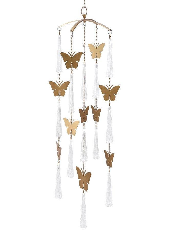 Colingmill Butterfly Crib Mobile Handmade Brass Ceiling Hanging for Baby Nursery Girls Butterfly Hanging Decor for Home Wall Ceiling 42×10 Inch - Image 1