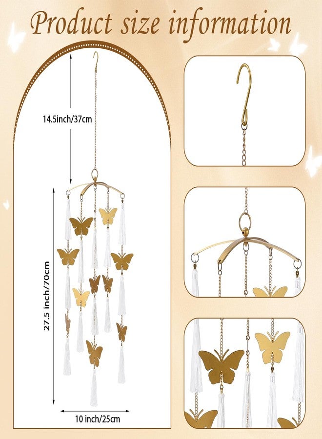 Colingmill Butterfly Crib Mobile Handmade Brass Ceiling Hanging for Baby Nursery Girls Butterfly Hanging Decor for Home Wall Ceiling 42×10 Inch - Image 2