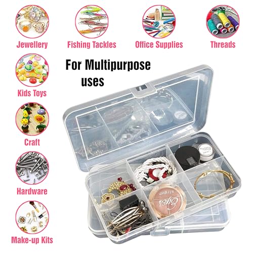 True Flair Jewellery Organizer Plastic Storage Boxes | Make Up Organizer Box With Partition Compartments Of 4/6/12 | Transparent, Pack Of 3 - Image 5