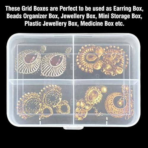 True Flair Jewellery Organizer Plastic Storage Boxes | Make Up Organizer Box With Partition Compartments Of 4/6/12 | Transparent, Pack Of 3 - Image 2