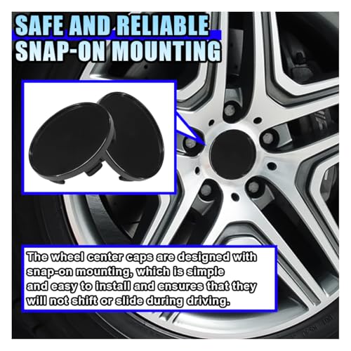 DUSCOKE 4PCS Car Wheel Center Cap, ABS Snap-in Wheel Hub Cap with 54mm/2.13'' Outer Diameter, 51mm/2'' Inner Diameter, Universal Rim Center Hub Caps Cover Accessories for Car Truck SUV (Black) - Image 5