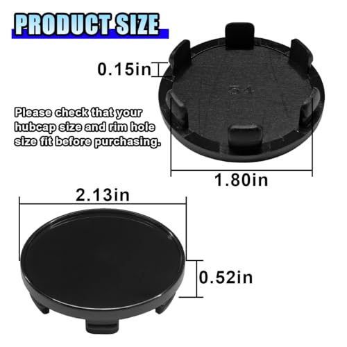DUSCOKE 4PCS Car Wheel Center Cap, ABS Snap-in Wheel Hub Cap with 54mm/2.13'' Outer Diameter, 51mm/2'' Inner Diameter, Universal Rim Center Hub Caps Cover Accessories for Car Truck SUV (Black) - Image 2