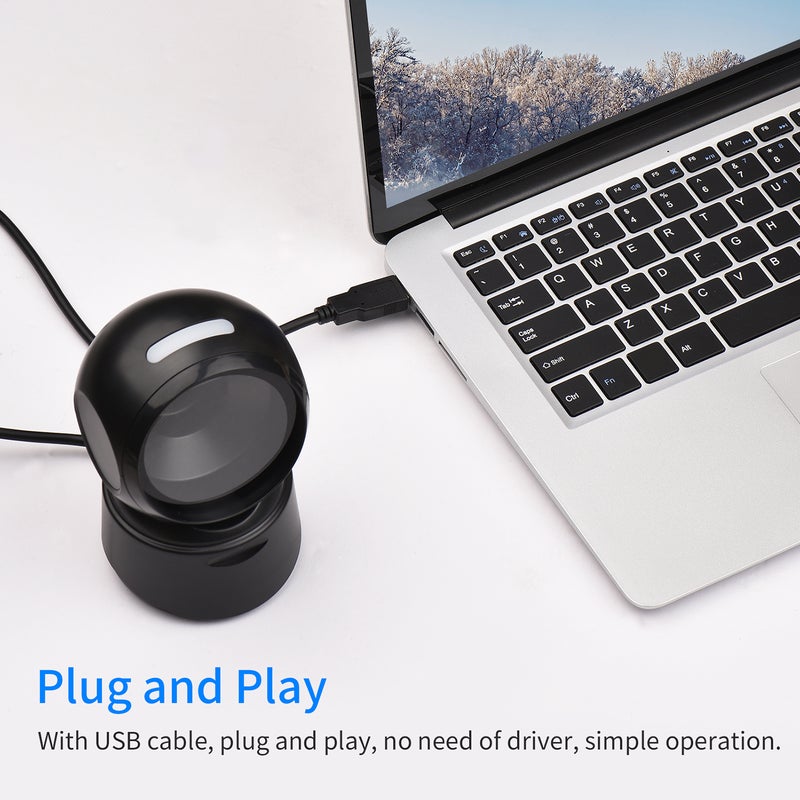 2D Barcode Scanner: Black Portable Desktop Hands-Free Design - Super Fast Sensitive Decoding, Plug And Play For Supermarkets Retail Stores Restaurants Warehouses Libraries - Image 5