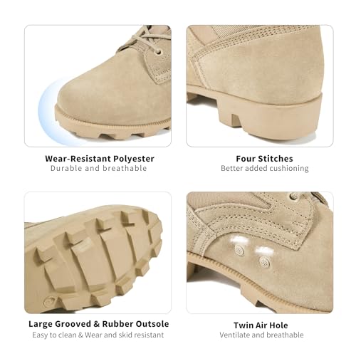 WIDEWAY Men and Women Jungle Boots Tactical Military Combat Boots Leather Army Hunting Combat Work Boots - Image 5