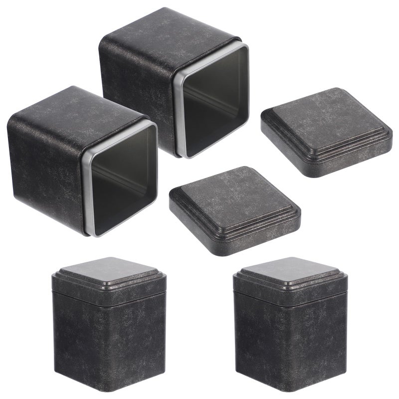 Matte Black Tea Canisters Set of 4 Tinplate Airtight Jars for Coffee Sugar Storage - Image 2