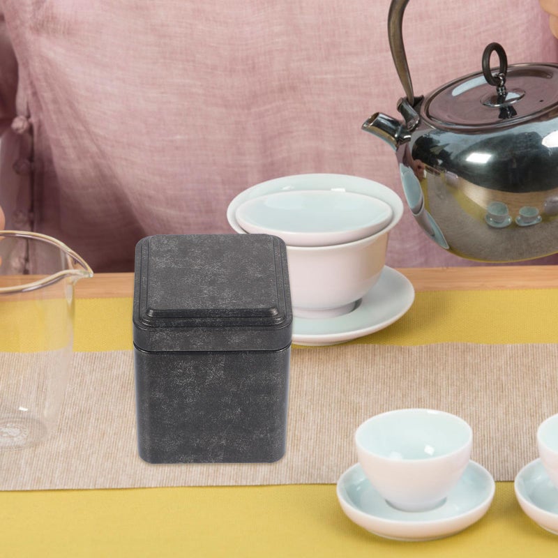 Matte Black Tea Canisters Set of 4 Tinplate Airtight Jars for Coffee Sugar Storage - Image 5