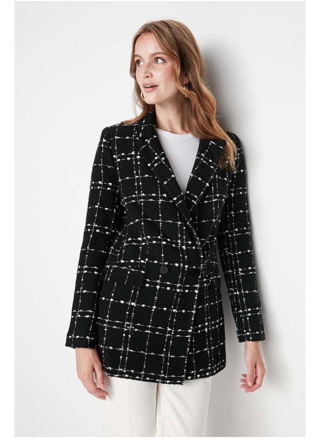 Black Tweed Regular Woven Plaid Blazer Jacket TWOAW21CE0105 - pzsku/Z3A74EE7FC2B57EB9169DZ/45/_/1737375826/ead529d0-2df9-4969-b06c-b4ed9de62b13