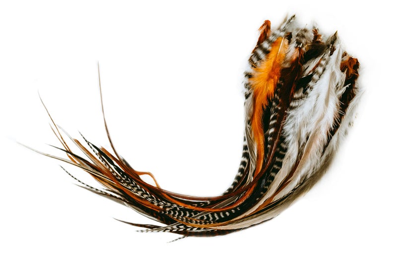 Feather Headz 15 Natural Fluffy Color Hair Feathers - 7â€- 12â€ Long - Natural Fluffy Hair Extension, Feather Hair Extension DIY Kit - Eye-Catching Design - 20 Micro-link Beads - 100% Real Rooster Feathers - Image 1