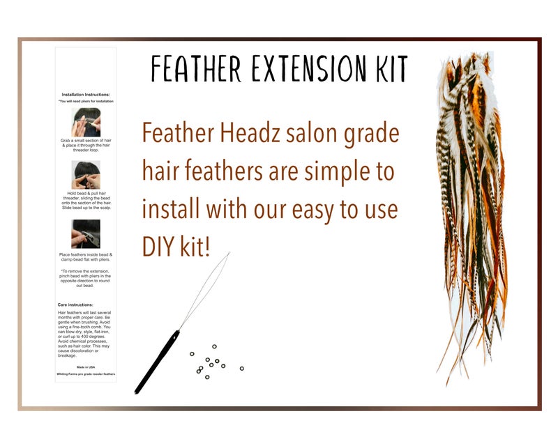 Feather Headz 15 Natural Fluffy Color Hair Feathers - 7â€- 12â€ Long - Natural Fluffy Hair Extension, Feather Hair Extension DIY Kit - Eye-Catching Design - 20 Micro-link Beads - 100% Real Rooster Feathers - Image 3