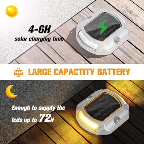 VOLISUN Solar Driveway Lights Dock Deck Lights 12 Pack,2 Colors in 1,Solar Powered Waterproof Outdoor Warning Step Light for Driveway Sidewalk Pathway (White/Warm White),Auto On/Off - Image 3