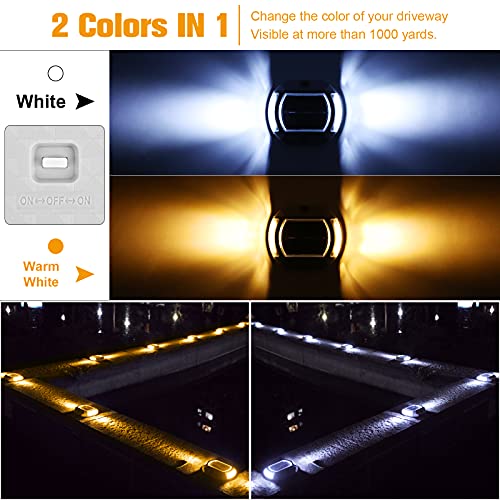 VOLISUN Solar Driveway Lights Dock Deck Lights 12 Pack,2 Colors in 1,Solar Powered Waterproof Outdoor Warning Step Light for Driveway Sidewalk Pathway (White/Warm White),Auto On/Off - Image 2