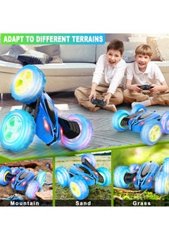 Cool Baby Remote Control Car RC Cars 2.4GHz Fast Stunt RC Car 4WD Double Sided 360° Rotating RC Trucks with Headlights Off Road RC Crawler Toy Cars for Kids Boys Girls (Blue)  - Image 4
