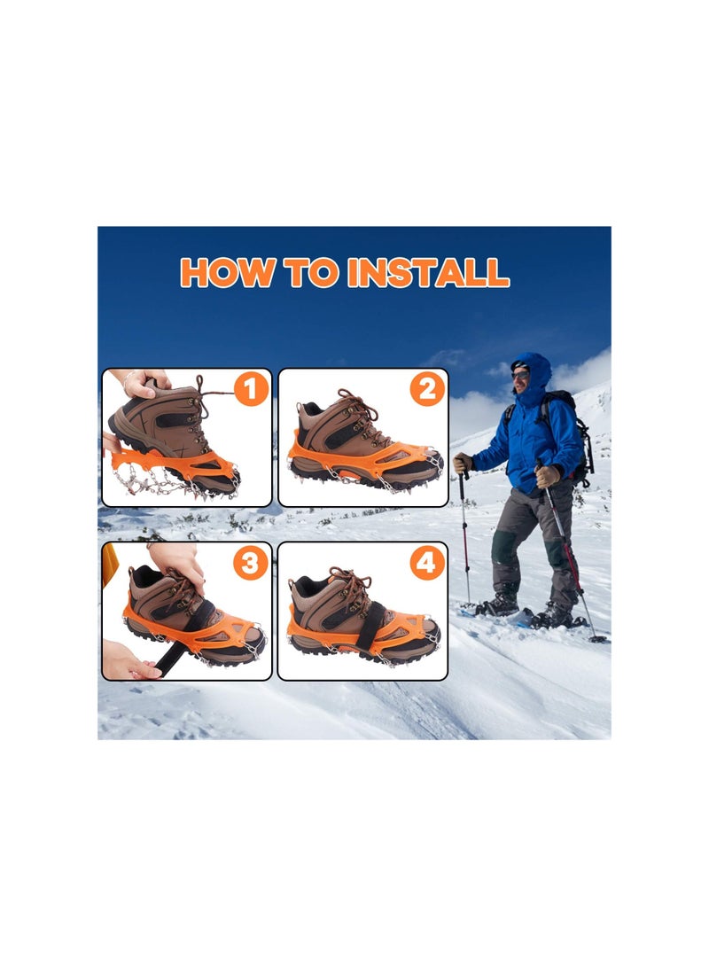 SYOSI أغطية أحذية مضادة للانزلاق، مسامير ثلجية، مسامير ثلجية للأحذية، مسامير مضادة للانزلاق للأحذية مع 19 مسمار من الفولاذ المقاوم للصدأ للمشي والجري والتسلق والمشي الجبلي (م) - Image 4