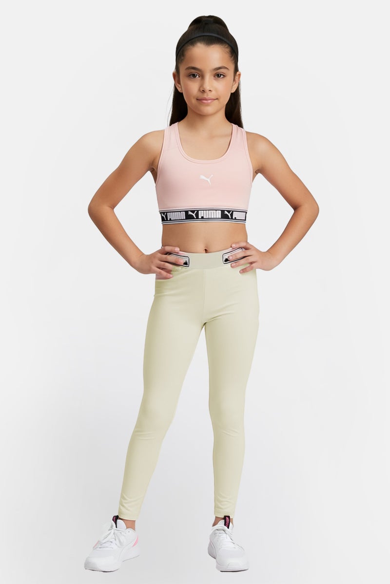 PUMA Kids Girl Brand Logo Non Padded Sports Bra, Apricoat Blush - Image 1